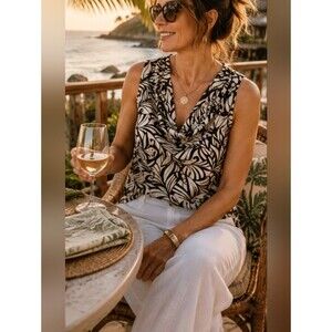 VTG Y2K Animal Print M Popover Vneck Empire Waist Made USA Top Cami Tank
